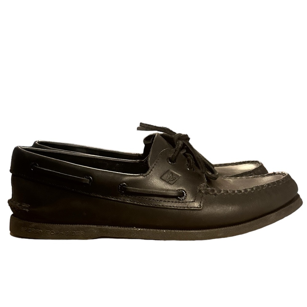 Sperry Men’s Authentic Original 2-Eye Boat Shoe, size 9.5- black leather